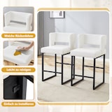 thumbnail of Barhocker Set 2er mit PU Bezug Weiß+Schwarz 91x50x41 cm gepolsterter Quadratsitz Metallbeine stabil pflegeleicht Nordic Design
