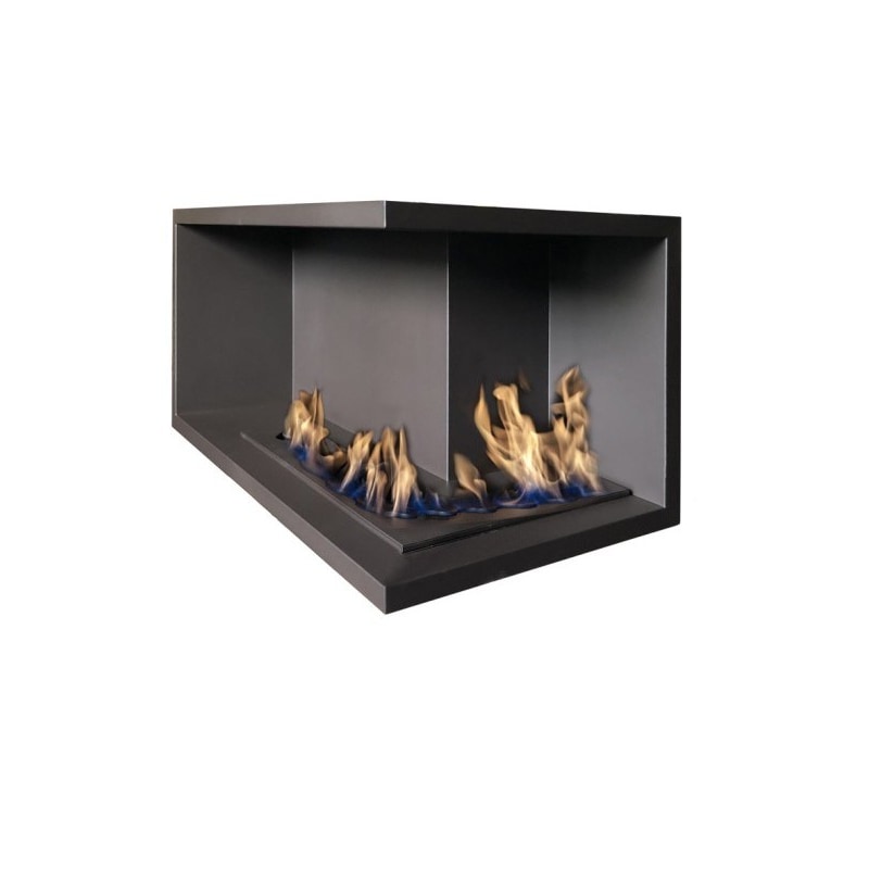 NILLA CORN - Biocamino angolare caminetto a bioetanolo da incasso. Apertura Destra - Bruciatore Onda 70x47cm angolare / Capienza 15,4L