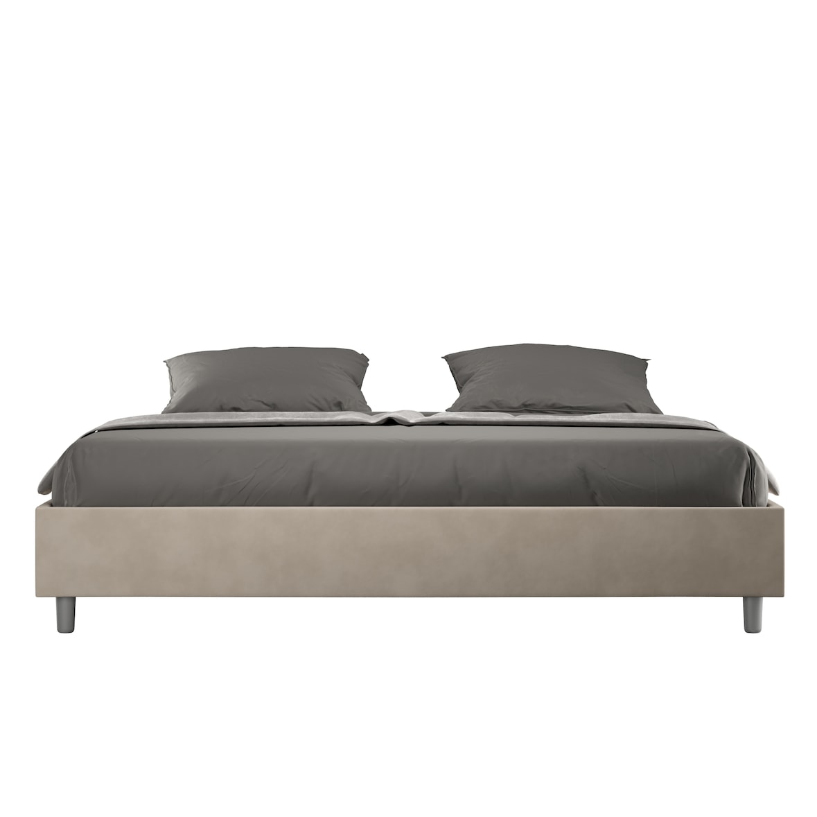 Letto Sommier contenitore imbottito 180x190 microfibra sabbia Azelia