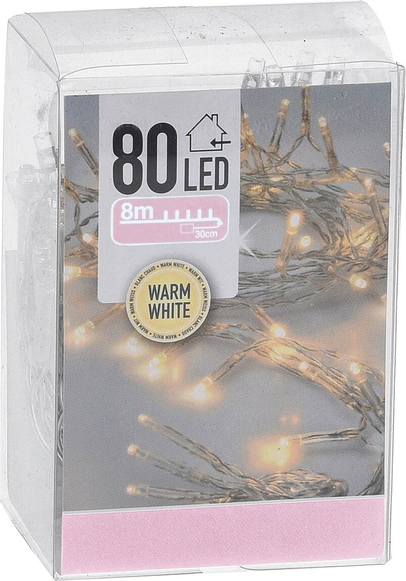 Lichterkette LED 80 LED Transparent mit Batterie Timer  20 Stück