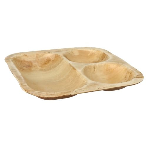 100 Siegelschalen Palmblatt "pure" eckig 500 ml 4 cm x 26 cm x 26 cm 3-geteilt