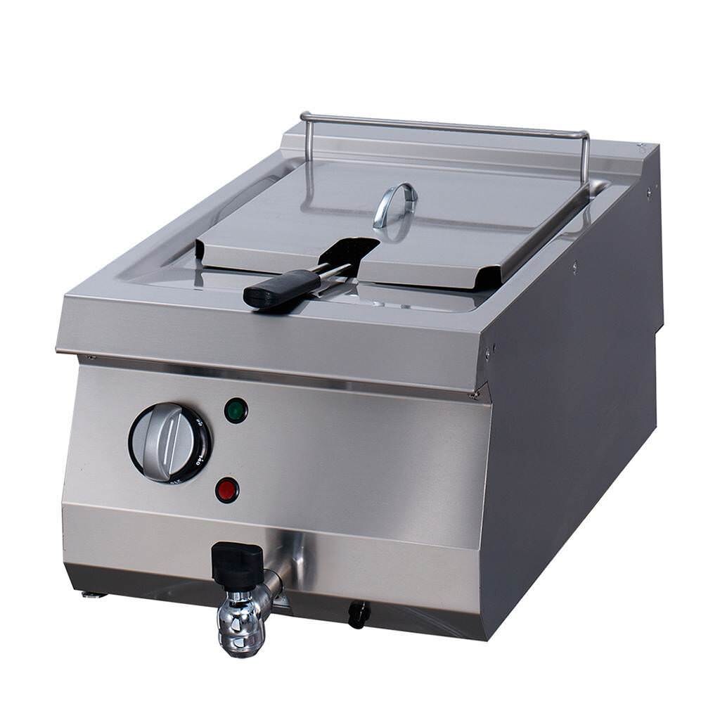 Friteuse voor zwaar gebruik - 1 x 12 L - enkele unit - 70 cm diep - met aftapkraan - elektrisch