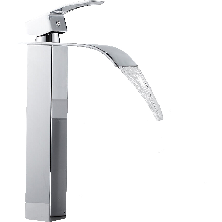ROSA | Rubinetto da bagno premium a cascata alta cromato | miscelatore Hotel Gastro Premium per lavabo freestanding - in acciaio inox con bocca alta