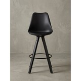 thumbnail of Skandinavischer Barhocker: Polsterung, Rückenlehne, X-Beine mit Metallring, Kunstleder-Sitzschale, Filzgleiter. 49x53x113 cm | Kadima Design