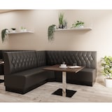 thumbnail of Gastro Sitzbank Amsterdam | 120 cm breit | Kunstleder Braun | Diamant Knopfpolsterung | Gastro Dinerbank