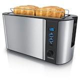 thumbnail of Arendo Toaster für 4 Scheiben, 1500W, Langschlitz, Wärmeisoliert, Brötchenaufsatz, Display, silber/schwarz