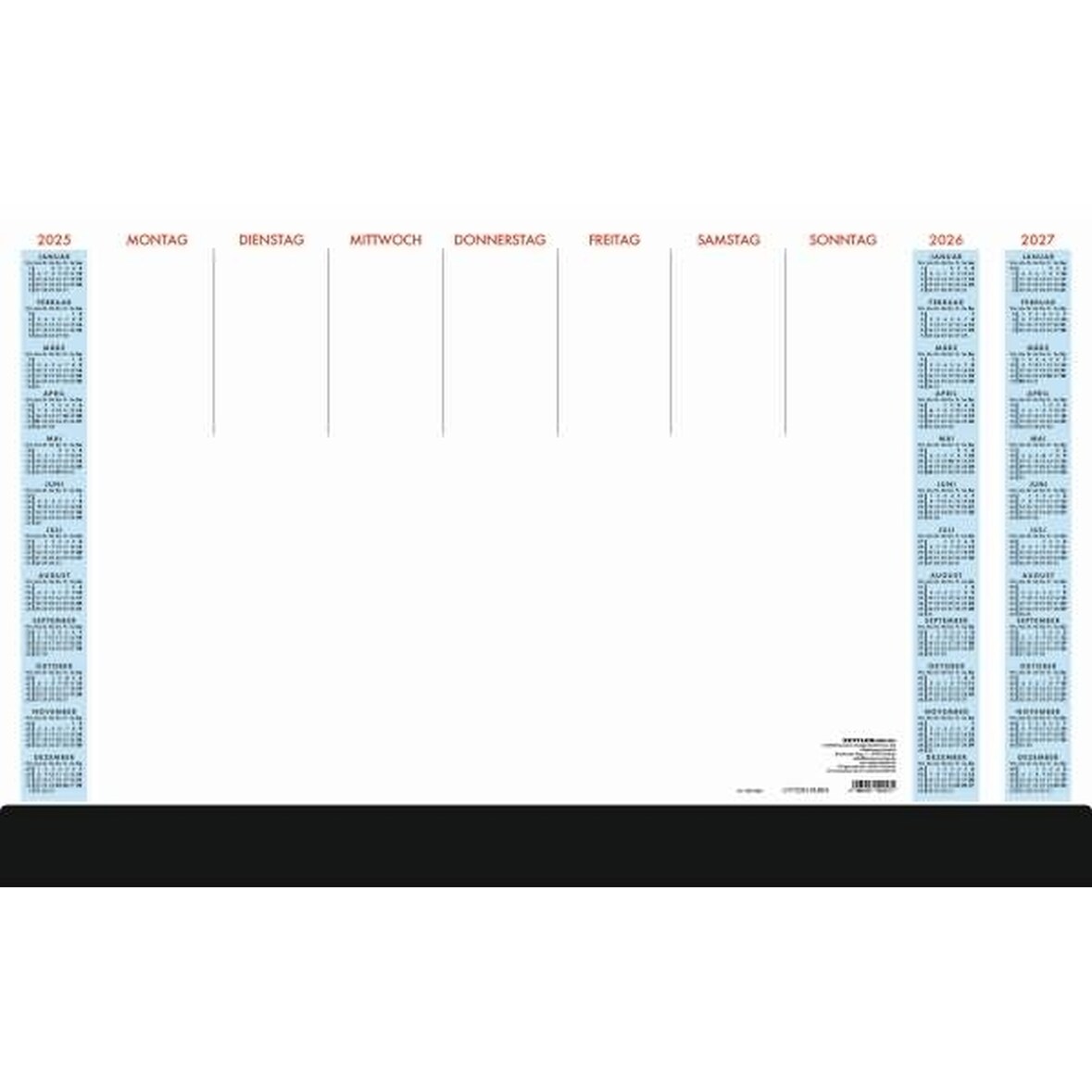 Schreibunterlage 108 59,5x37 1 Woche /1 Blatt mit Schutzleiste 2025