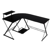 thumbnail of COSTWAY Escritorio de madera en forma de L para ordenador de con soporte para monitor y compartimento de almacenamiento.