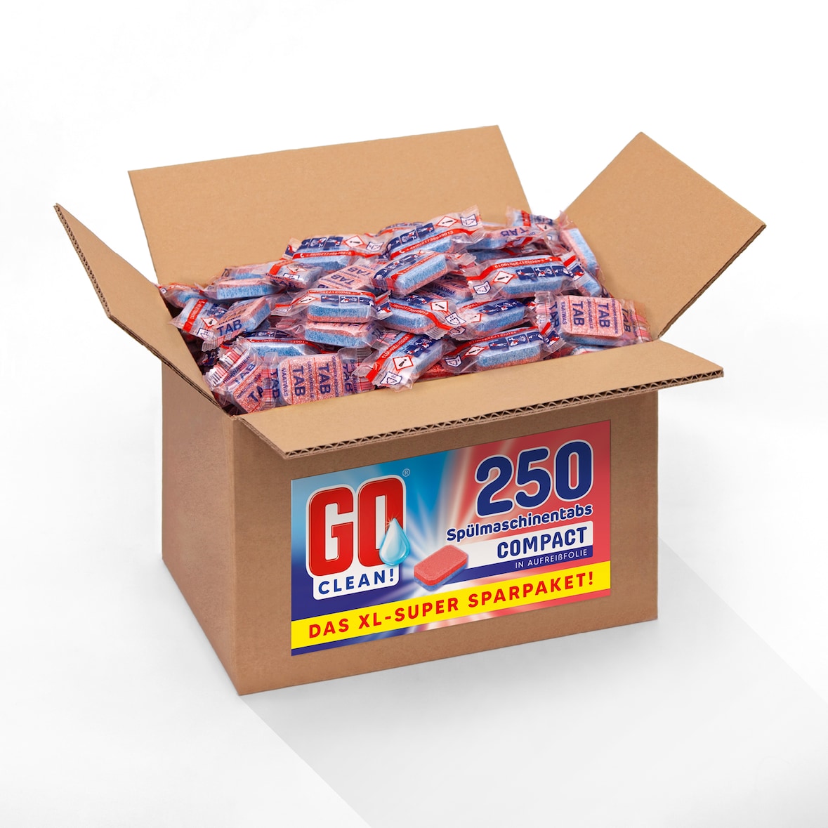 4,5 kg ca. 250 Stück GO clean! Compact 18g Spülmaschinentabs in Aufreißfolie