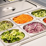 thumbnail of Stalgast Starline Saladette mit Glasaufsatz, 3-türig, GN 1/1, Aufnahme 16x GN1/4, 1365x700x1345 mm (BxTxH) (KT4318368)