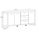 thumbnail of Matelpro - Buffet/bahut industriel 225 cm chêne/noir Nessie - Moderne & Design -Chêne - Deux étagères -Types de portes: Battantes