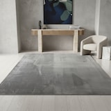 thumbnail of Teppich Kurzflor Unifarben Polyester Antirutsch Wohnzimmer Silber Rund 80x80 | Kadima Design