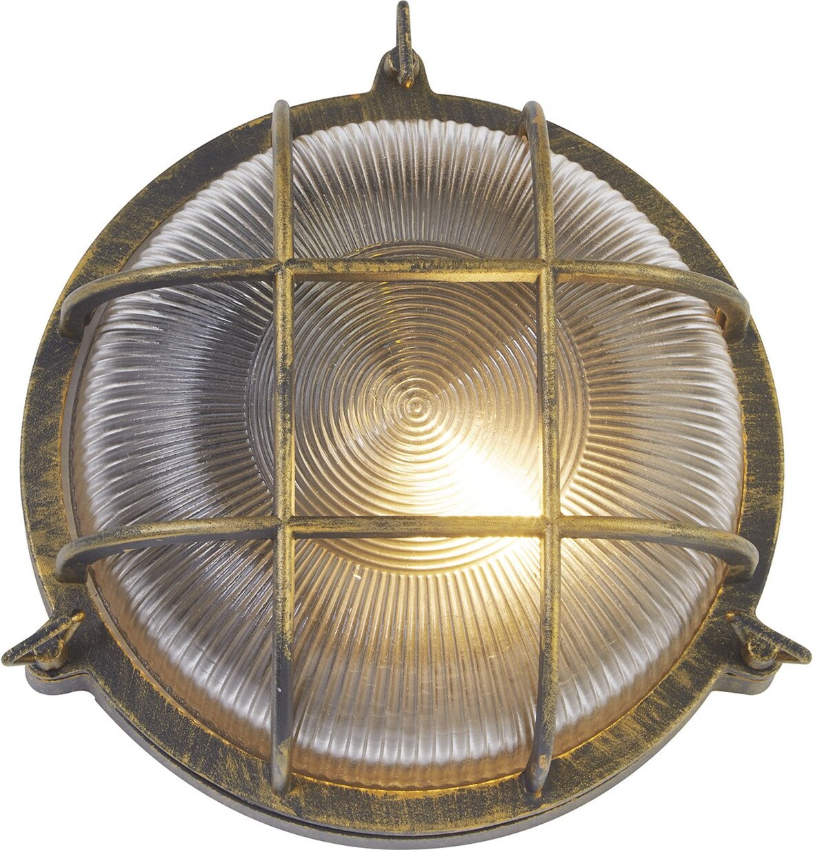 Plafoniera Esterno Vintage - Decò Paratia Alluminio Oro Trasparente 1 Luce E27