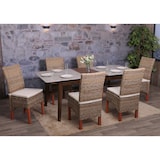 thumbnail of Lote de 6 sillas de comedor Silla de mimbre Silla M44, ratán Kubu ~ con cojín de asiento