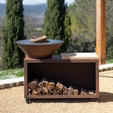 thumbnail of brasero traditionnel acier 103 imitation corten double cuve
