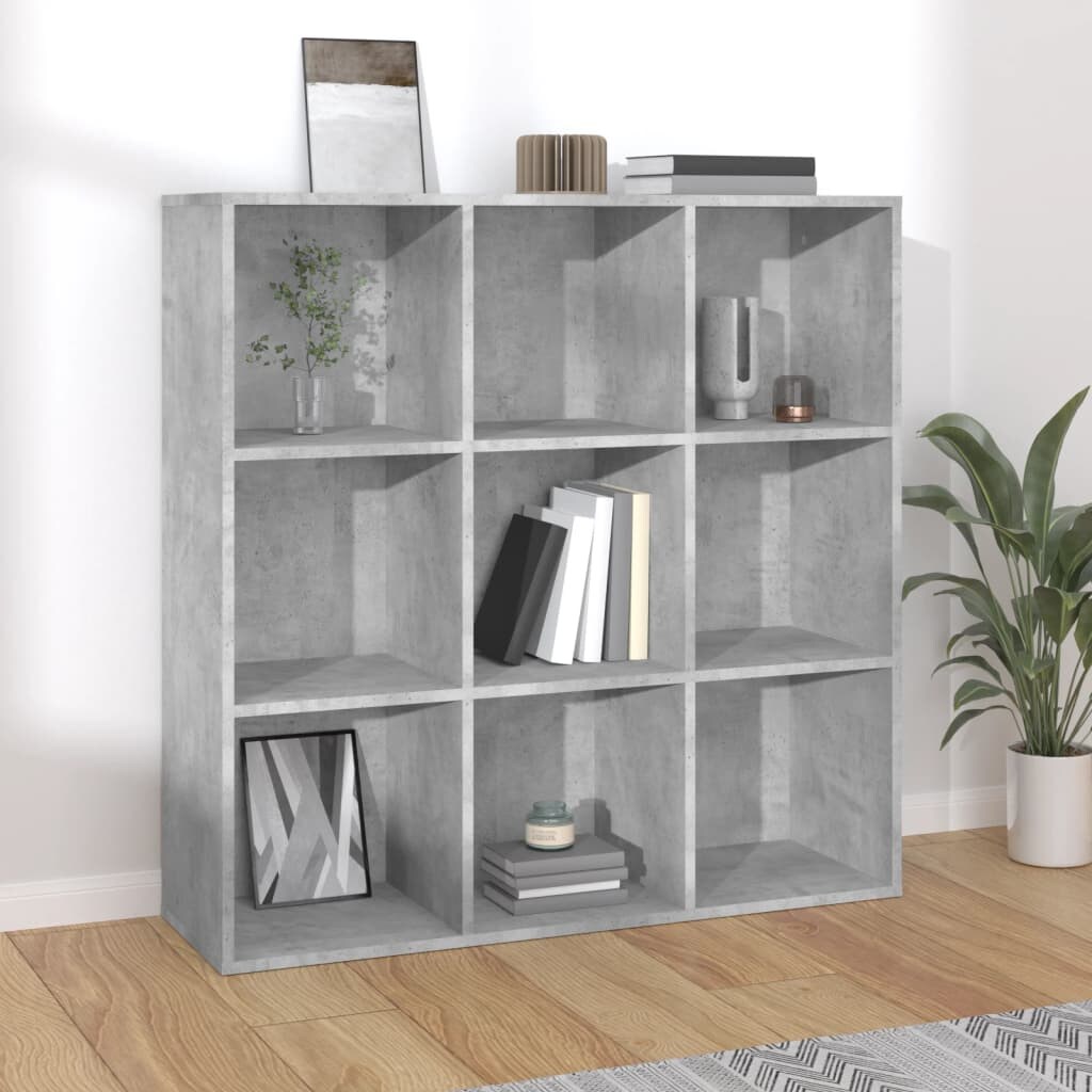 vidaXL Bücherregal Betongrau 98x30x98 cm Holzwerkstoff