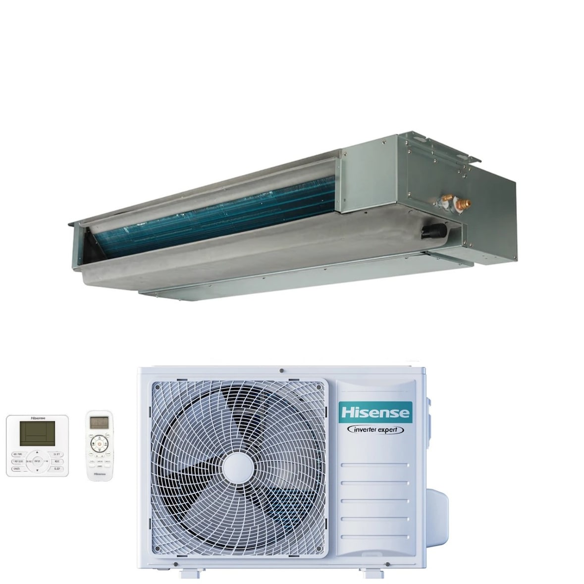 Climatizzatore Hisense Inverter Canalizzato Canalizzabile serie TURBO 12000 Btu ADT35UX4RBL8 + AUW35U4RS8  con Telecomando e Comando Cablato