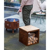 thumbnail of Panca portalegna artigianale RedFire Tyr – acciaio – Ø41 cm, altezza 43 cm – ruggine