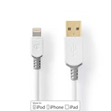 thumbnail of Nedis Lightning Kabel - USB 2.0 - Apple Lightning 8-Pin - USB-A Stecker - 480 Mbps - Vergoldet - 1.00 m - Rund - PVC - Grau / Weiss - Box
