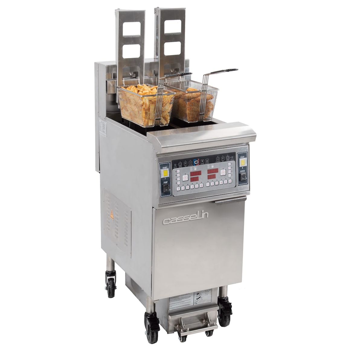 Friteuse électrique avec relevage automatique et filtration 2 x 12 litres 17Kw CFPRAF212 Casselin