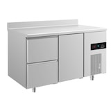 thumbnail of Gastro Kühltisch Umluftkühlung 2 Schubladen linke Seite 1 Tür rechts Aufkantung, 1400x700x850mm -2/+8°C 281l