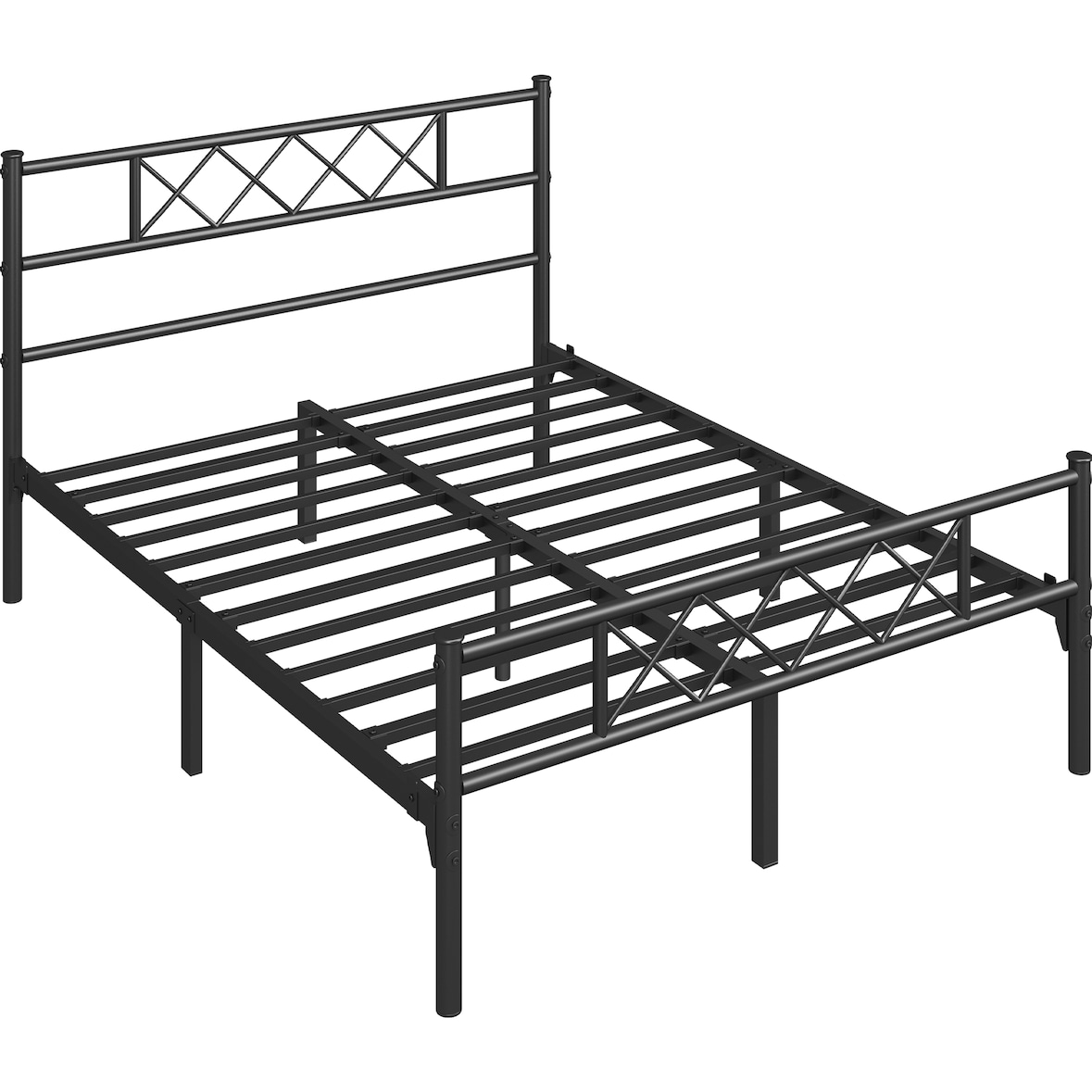 Yaheetech Modern Metallbett 140x200 cm Bettgestelle mit Lattenrost, Doppelbett/Einzelbett, Bettrahmen mit Kopfteil, Gästebett für Schlafzimmer Schwarz