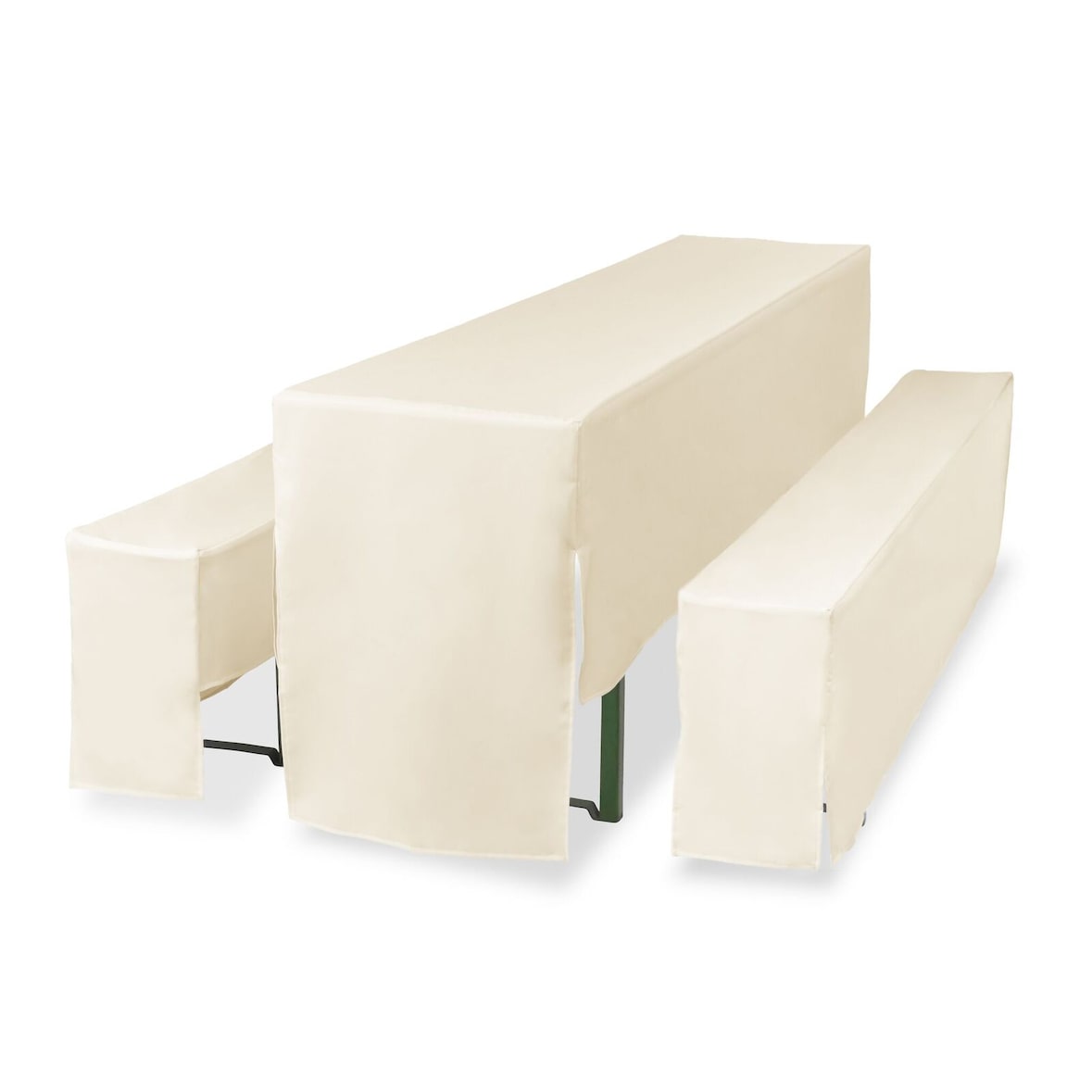 TexDeko Hussen für Bierzeltgarnitur 3TLG Set Premium PRO Blickdicht Biertischhussen 220cm (Tischbreite: 70cm, Creme)