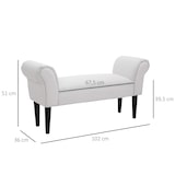 thumbnail of HOMCOM Banco de Pé de Cama Banco com Braços Curvados Estofado e Pés de Madeira Carga Máxima 130kg 102x31x51cm Branco