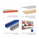 thumbnail of PROREGAL Weitspannregal mit Stahlpaneelen Z1 | HxBxT 198,1x245x62cm | 4 Ebenen | Fachlast 349kg | Blau/Orange/Verzinkt