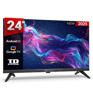 Smart TV 24 pulgadas HD Hey Google Official Assistant con control por voz. Televisor Android 14 - TD Systems M24K21GLE