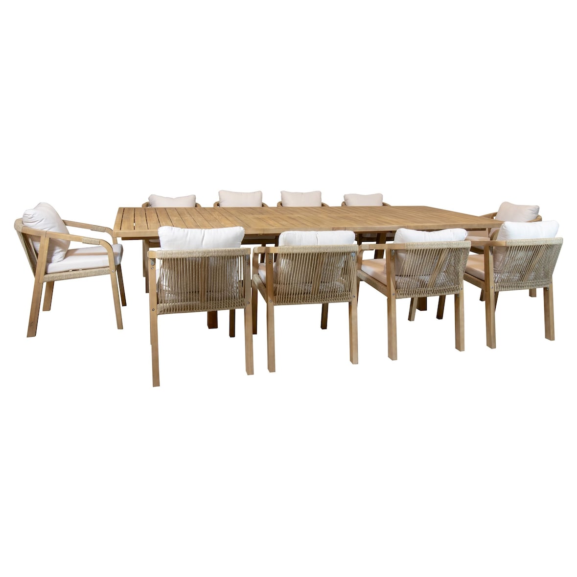 Now's Home - Ensemble de jardin table extensible en bois d'acacia 10 places