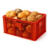 thumbnail of 4 Stück Bäckerkisten 600 x 400 x 320 mm + 1 Transportroller in Rot