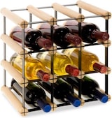thumbnail of PROREGAL Modulares Weinregal VINOTECA MOD METAL | HxBxT 32,5x32,5x24,5cm | 3x3 Flaschen | Massives Kiefernholz | Natur | Flaschenregal