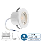 thumbnail of 3W LED Spot Klein Mini Einbaustrahler Einbauleuchte Einbauspot 3000K Warmweiß 240 Lumen 230V Anschluss Schutzart IP54 Weiß