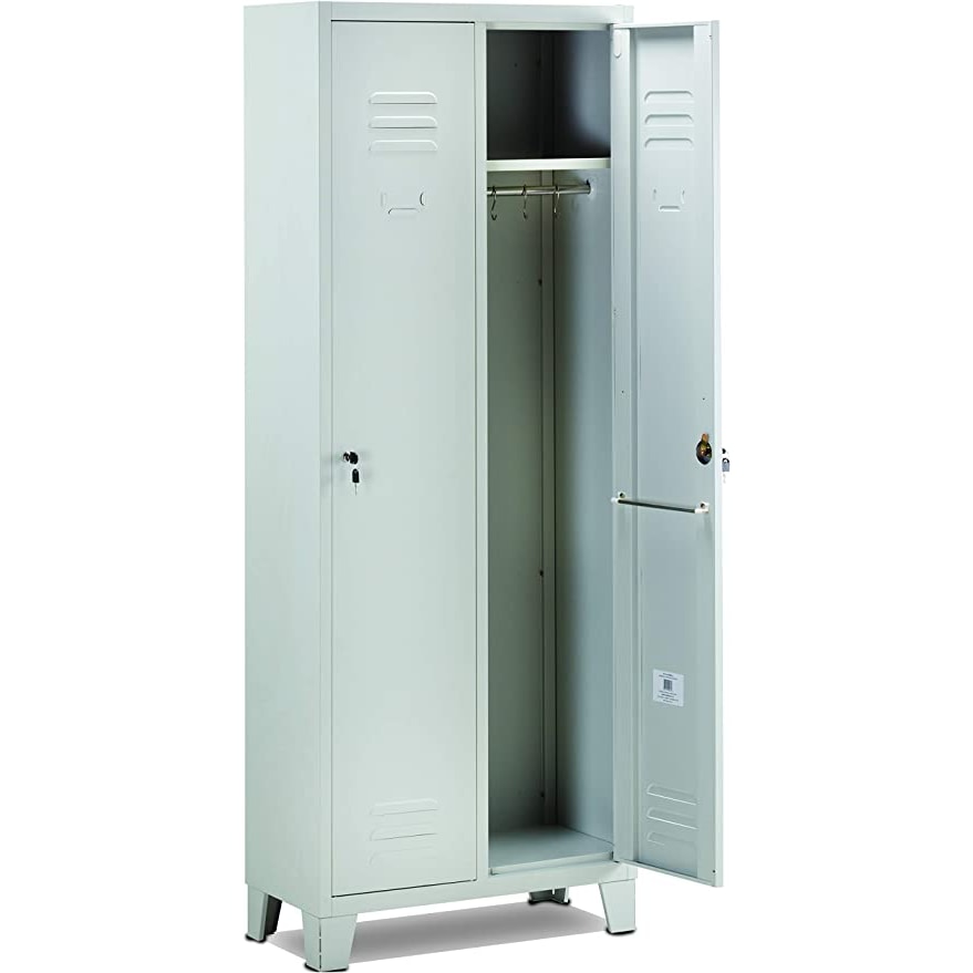 Garden Friend Armadietto Spogliatoio 2 posti in lamiera di acciaio dotato di serratura a chiave Grigio