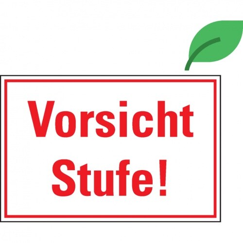 Aufkleber, Hinweisschild Vorsicht Stufe! KRO, ökologische Folie, selbstklebend, 300x200mm