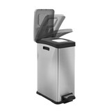 thumbnail of PROREGAL Schmaler rechteckiger Pedaleimer mit Softclose-Deckel | 30 Liter, HxBxT 63,6x45,9x26,4cm | Kunststoff | Edelstahl / Silber