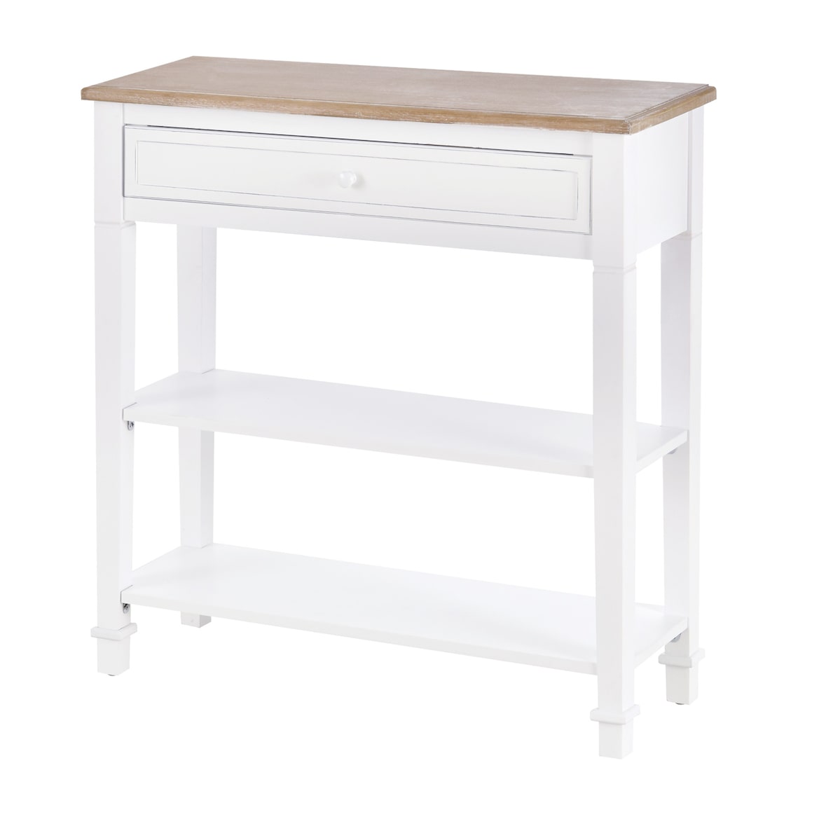 HOMCOM Tavolo Consolle Bianco con Cassetto e 2 Ripiani in MDF