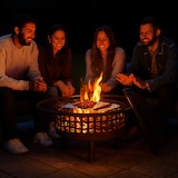 thumbnail of Relaxdays Feuerschale mit Grillrost & Funkenschutz, Schürhaken, Kohlerost, Ø 75 cm, Feuerstelle Garten, schwarz/silber