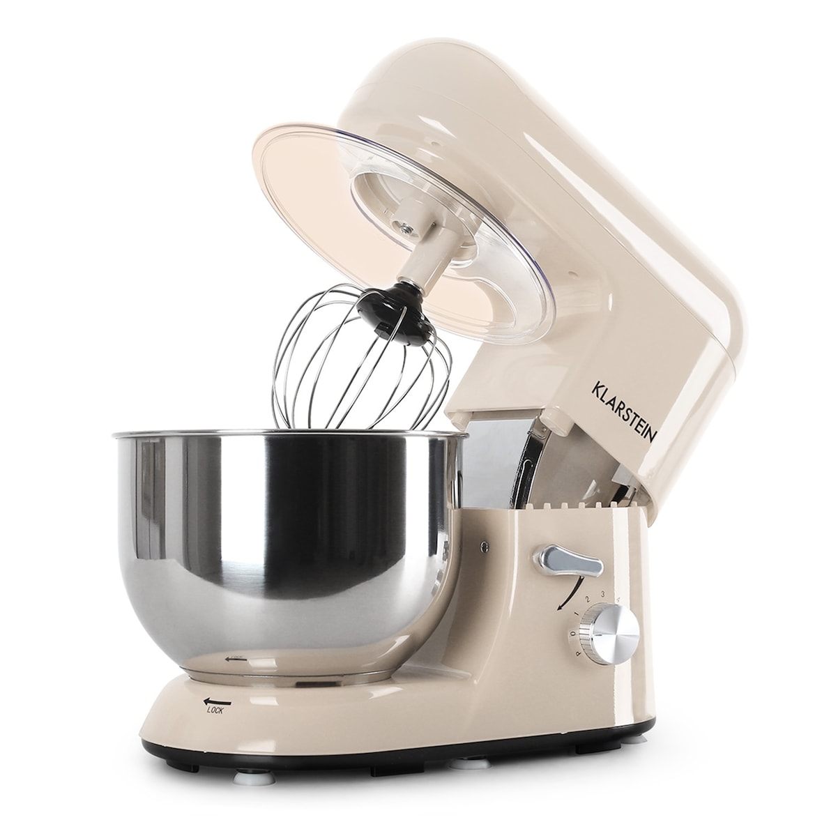 Klarstein Bella Küchenmaschine 1800 W / 2,7 PS 5 Ltr Edelstahl BPA-frei Vintage-Creme