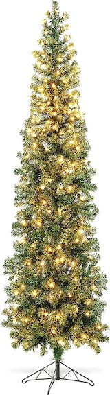 thumbnail of COSTWAY Albero LED 210cm, salvaspazio con 450 punte, 150 LED e base metallica, snello per interni.