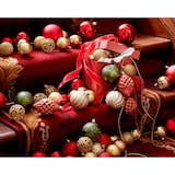 thumbnail of 9 Weihnachtskugeln 8cm Kunststoff Retro Christbaumkugeln Vintage rot gold grün