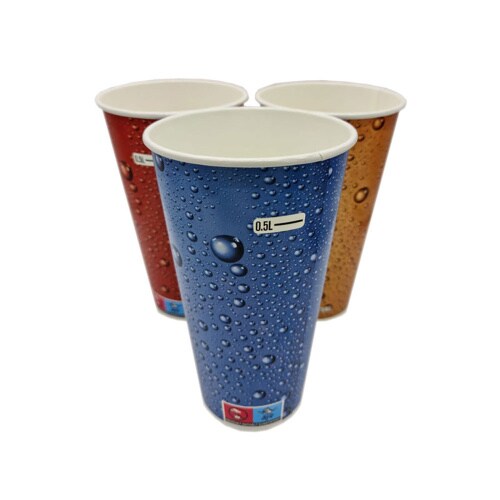 1000 Hartpapierbecher Trinkbecher 500 ml Ø 90 x 157 mm Aventura mit Einstrich