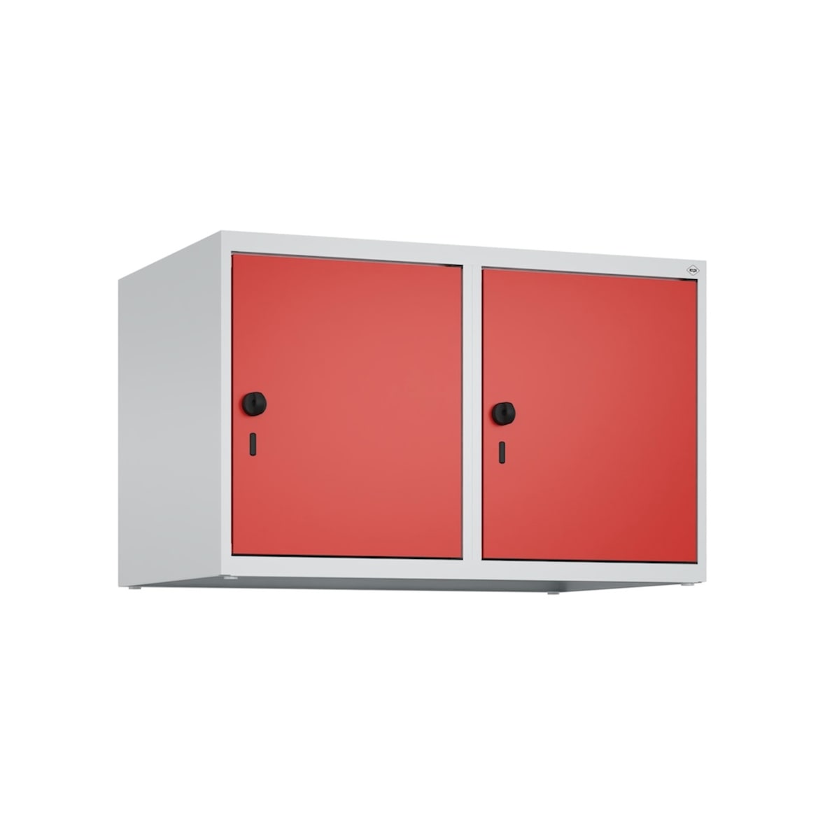 C+P Aufsatzschrank Classic PLUS, 2 Abteile, HxBxT 50x80x50cm, Sicherheitsdrehriegel, Hellgrau/Rot von PROREGAL