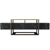 thumbnail of Dmora Fernsehschrank Dgiacint, Ständer für Wohnzimmerfernseher, Niedriges Wohnzimmer-Sideboard, TV-Ständerbasis, 160x46h50 cm, Schwarz und Gold