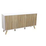 thumbnail of Mobile credenza da interno salotto moderno in legno nobilitato bilaminato con ante push and pull Linea Elegance -  Bianco e legno naturale