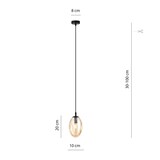 thumbnail of Sospensione Minimal 1 Luce Atalanta Acciaio Nero E Vetro Ambra