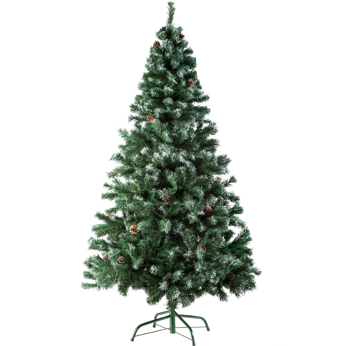 tectake Árvore de Natal artificial com pinhas suporte de metal 180 cm  Verde