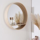 thumbnail of Miroir rond en chêne avec étagère D60cm