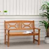 thumbnail of Outsunny Banco de Madera Maciza Exterior de 2 Plazas 123x61x89,5 cm Banco de Jardín con Respaldo Decorativo y Reposabrazos para Terraza Carga 250 kg